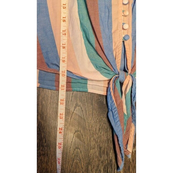 Madewell Rainbow Striped Cotton Tie Front Blouse XS - Picture 8 of 9